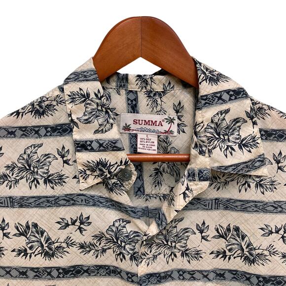 Summa Hawaiian Shirt Short Sleeve Button Down Silk Blend Mens Size Large - Picture 3 of 7